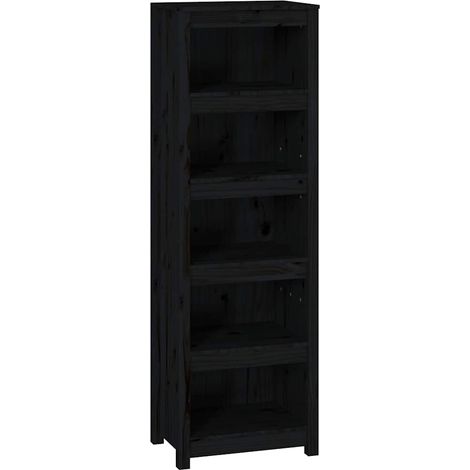 Maison Exclusive - Bücherregal Schwarz 50x35x154 cm Massivholz Ki (1/5)