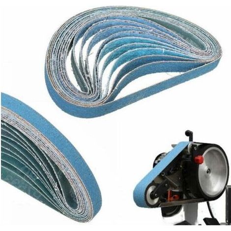 10pcs Bandes Abrasives 10x330mm durables -60 grains pour Ponceuses à Bande, poncer le métal/bois, l'élimination de rouille (1/3)