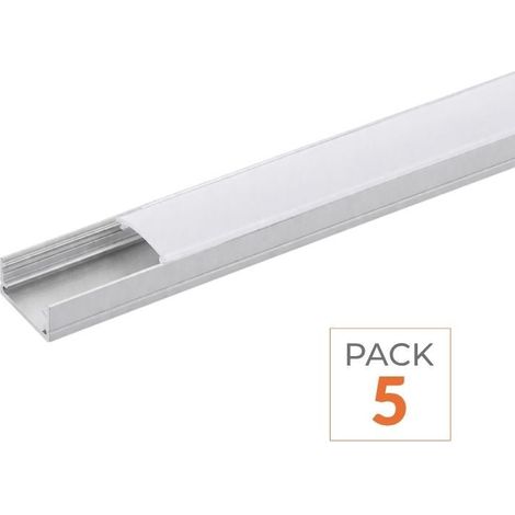 Profilé Aluminium 2m pour Ruban LED Couvercle Blanc Opaque - Pack de 5 - SILAMP (1/2)