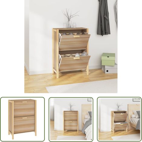 The Living Store Armoire à chaussures 57,5x33x80 cm Bois d'ingénierie - Armoire À Chaussures - Rangements Chaussures - Meubles Entrée - Placard Chaussures - Rangement Intérieur (1/5)