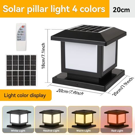 (1 pièce - 20 cm, sans motif) Lampe solaire LED extérieure pilier étanche, décoration paysagère rétro pour maison, jardin, parking et couloir, lumière solaire LED (1/5)