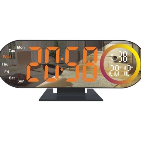 Wand- und Deckenprojektionsuhr mit Doppelalarm, Datums-/Temperaturanzeige und 180°-Drehung für das Schlafzimmer