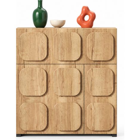 ELVMI Cómoda con 4 Compartimentos, Diseño Retro Modular para Salón, Madera de Ingeniería, Natural, 79.6 x 34.8 x 81.5 cm (1/5)