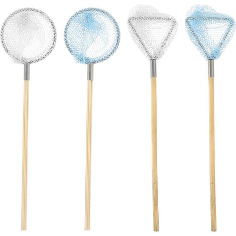 Ensemble de 4 mini filets de pêche, accessoires pour maison de poupée, décoration miniature, petit filet à insectes (1/4)