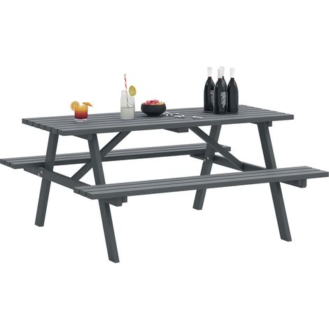 Outsunny Outdoor Wooden Picnic Table Bench Garden Patio Pub Chair 6 Seats