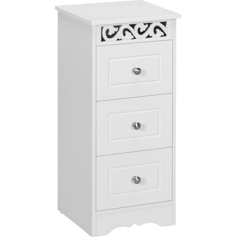 Commode blanche à 3 tiroirs pour cuisine, salle à manger, salon, chambre, 29,8 x 29,8 x 68,5 cm