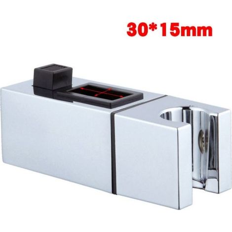 Adjustable wall-mounted shower support in stainless steel – 30 × 15 mm square rod, compatible with fixed or lifting seat (1/5)