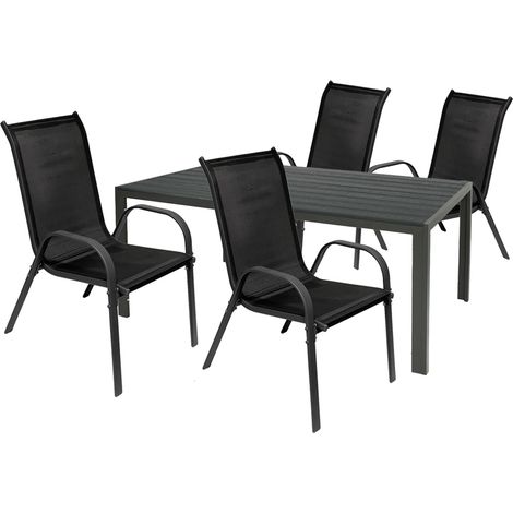 Gartengarnitur 5-teilig 160x90cm Anthrazit/Grau Non-Wood-M726850+4xMMC330880 (1/5)