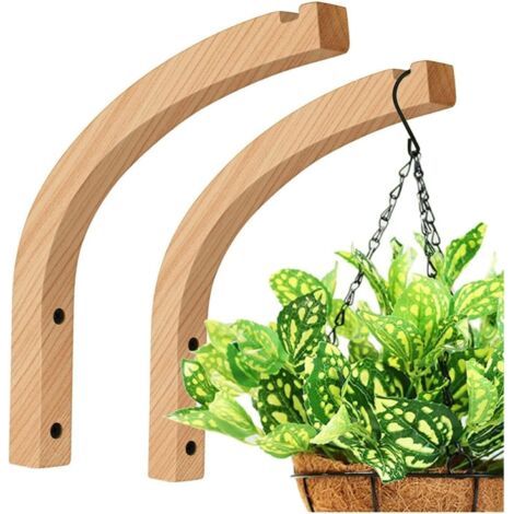 Lot de 2 suspensions murales en Bois pour Fleurs - Crochets muraux à Suspendre - Support pour Plantes, Lanterne, Crochet Mural, Support de Suspension pour Fleurs, planteur, Suspendu (1/5)