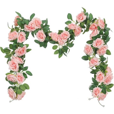 Guirlandes de fleurs artificielles suspendues (lot de 3) - Décoration lierre et roses de 6 m-AquaForge (1/5)