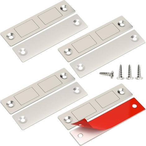 GROOFOO 4 Aimants de Porte Ultra-Plats pour Armoire, Fermeture Magnétique Puissante pour Placard de Cuisine, Loquet Invisible pour Tiroir, Meuble, Porte Coulissante (1/5)