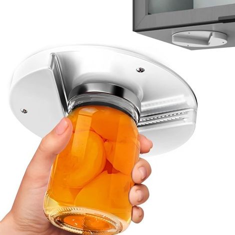 Ouvre-bouteille - ouvre-boîte - ouvre-boîte multifonction - Ouvre-bouteille suspendu - Ouvre-boîte à ranger sous un meuble de cuisine - Ouvre-bouteille de cuisine - 18 x 18 x 2 cm - Blanc - ABS / acie (1/5)
