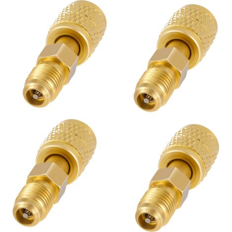 Lot de 4 adaptateurs laiton pour fluide frigorigène R32 R454B, raccord 1/4" SAE femelle vers 1/4" SAE mâle filetage gauche (1/4)