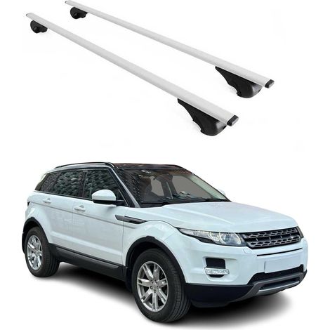 OMAC Barres de toit pour Land Rover Range Rover Evoque I L538 2012-2018 – TÜV / DIN 75302:2019 – Antivol inclus – Charge max 75 kg – 2 barres Argent