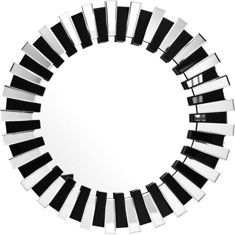 Specchio da parete rotondo Apollon argento e nero (1/4)