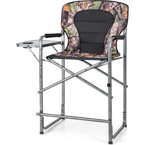 Silla de camping plegable con mesa auxiliar 62 x 56 x 110 cm confort ergonómico diseño camuflaje 200019364