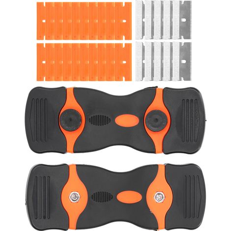 Couteau grattoir double tranchant manche ABS avec 20 lames plastique et 10 lames métal rechange décapage colle joint cuisine (1/5)