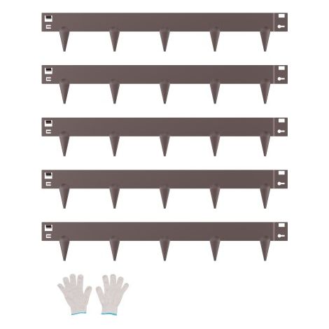Rasenkante, 5er-Pack, 990x156x1,5 mm, Metall-Beeteinfassung, Beetumrandung, robuste Raseneinfassung, einfach zu installieren, Trennwand für Blumenbeete, Hofwege, Braun (1/5)