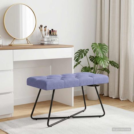 vidaXL Panchina con bottoni imbottiti Blu jeans 80 x 40 x 46 cm (1/5)