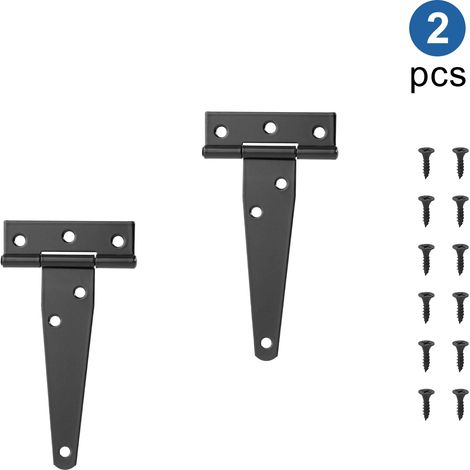 (Noir 121 mm) 2 charnières de porte de grange en fer noir en forme de T, style rustique, pour meubles, placards de cuisine en bois, armoires, clôtures (1/5)