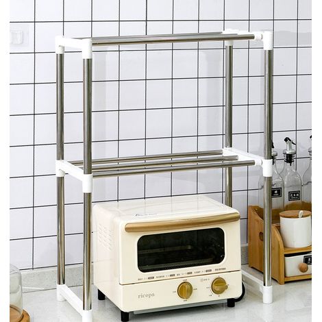 Aqrau Etagère Rangement Organisateur Cuisine/Support de Four à Micro-Ondes Extensible - Argent (1/5)
