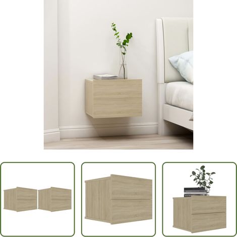 vidaXL Holz Nachttisch - Nachttische 2 Stk. Sonoma-Eiche 40x30x30 cm Holzwerkstoff (1/5)