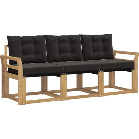 Outdoor Sofa Set with Cushion 3 pcs White and Black vidaXL