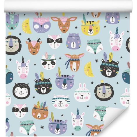 Papel pintado de animales del bosque durmiendo para salón y dormitorio, 50x1000 cm. (1/5)