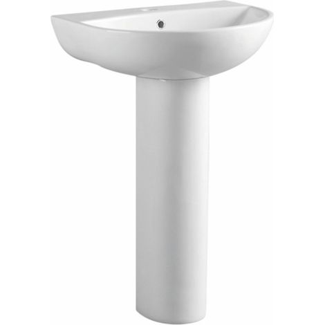 Orbit Viva Basin with Full Pedestal 550mm Wide - 1 Tap Hole (1/3)