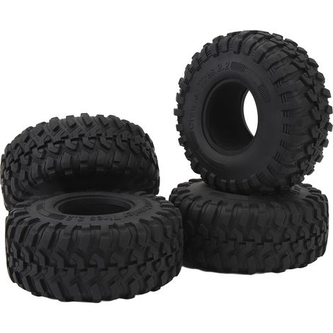 4Pcs Pneus RC Caoutchouc 2.2 Pouces Adhérence Renforcée Résistant à l'Usure Noir Pneus de Rechange pour SCX10 1/10 Voiture Crawler (1/5)