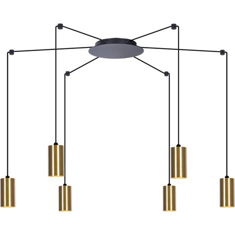 Lampadario spot GU10 6 luci nero oro Kaja Vigo K-4893 (1/5)