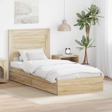 Aufbewahrungsbett Sonoma-Eiche 75 x 190 cm Holzwerkstoff