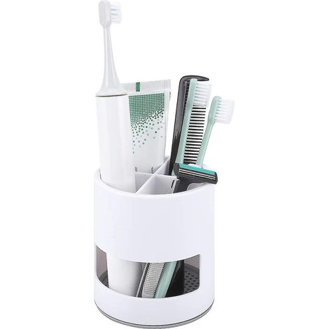 Belüfteter, schimmelresistenter Zahnbürstenhalter, stabiler kleiner Zahnbürstenbehälter, weiß (1/5)