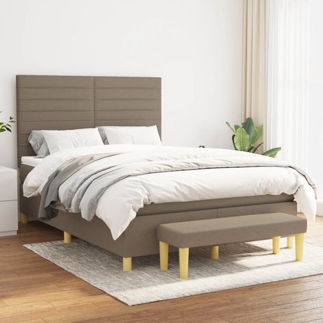 Lit Adulte - Lit à sommier tapissier avec matelas - Meuble de Chambre à Coucher - Taupe 140x200 cm Tissu XEJZT968057 (1/5)