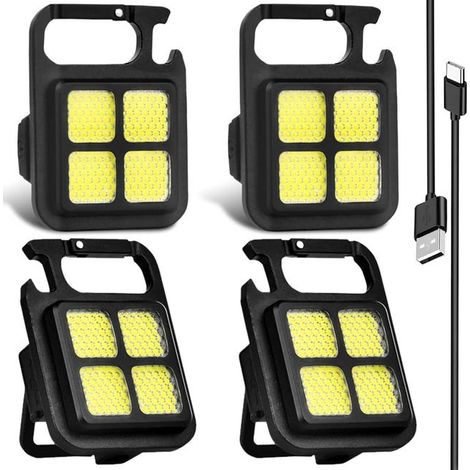 Set di 4 mini luci da lavoro a LED portatili, mini luci di ispezione a LED, mini luci portachiavi a LED, 4 modalità impermeabili per campeggio, illuminazione di emergenza (1/5)