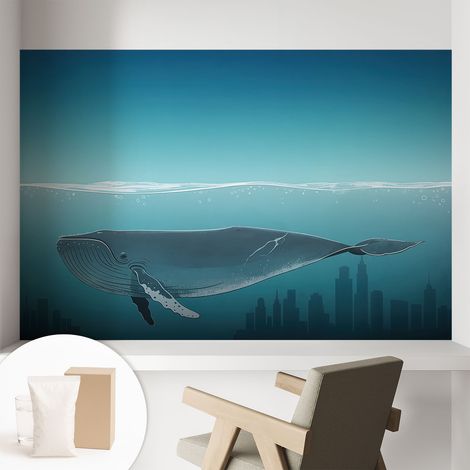 Papier peint intissé décoratif pour salon chambre et cuisine Facile à poser avec colle Harmonie aquatique 104x70 cm (1/5)