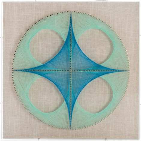 Quadro filo geometrico Clover 45x45 cm turchese e teal Vikasa Home (1/4)