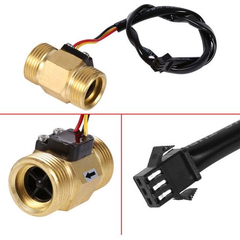 Ulisem Compteur d'eau et accessoire, G3/4" Capteur de débit d'eau liquide Effet Hall 2L/min à 45L/min la pression d'eau maximale est de 1,75 MPa,DN20 mm (1/3)