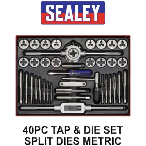 Sealey Metric Tap & Die Set Split Dies 40pc AK3040