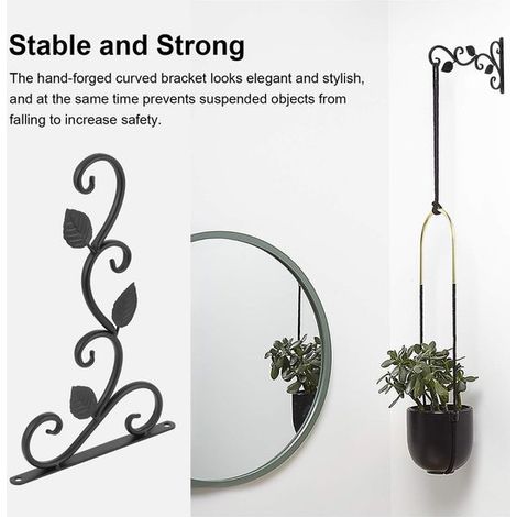 Pflanzenhaken 2 Stück 30 cm Blumenhaken Pflanzenhänger Metall Wandhaken Wandhalterung Wandhaken für Pflanzen Pflanzenhänger aus Eisen Wandhaken (1/4)