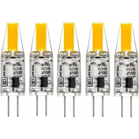 Bombillas LED G4 de silicona, 220 V, 3 W, 2700 K, blanco cálido, 160 lm, que sustituyen a las bombillas halógenas tradicionales de 30 W, paquete de 5 (1/4)