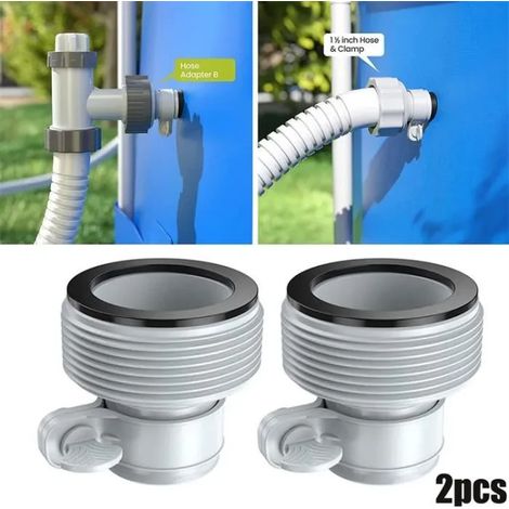 Adaptateur pour tuyau de piscine Intex - Lot de 2 - Accessoires pour pompe - 1,25" à 1,5" (1/4)