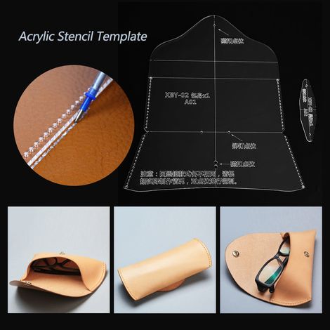 Gabarit pour étui à lunettes en cuir - Kit de pochoirs acryliques à faire soi-même XBY-02