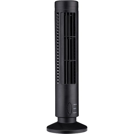 Mini ventilateur tour sans pales USB, 2 vitesses et modes de vent, debout, pour chambre à coucher, salon, bureau à domicile, noir (1/5)