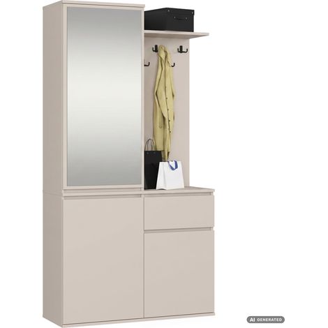 Mobile ingresso ENTRO Cashmere 95 cm con specchio e scarpiera (1/5)
