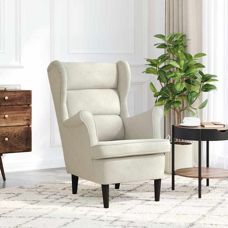 Fauteuil Relax Fauteuil Salon - Blanc crème Velours BV448788 - BonneVie (1/5)