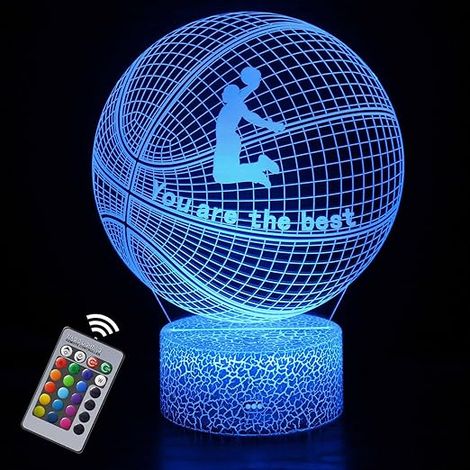 Basketball Night Light for Children, Basketball 3D Lamp, 16 Colors Changing, Dimmable, Christmas Birthday Gift for Boys or Girls (1/5)