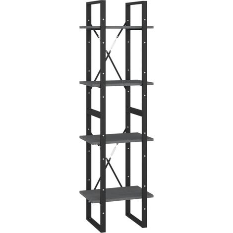 Étagère de Rangement Bibliothèque à 4 niveaux, Montage facile, Gris 40x30x140 cm Bois de pin massif OIB6097E (1/5)