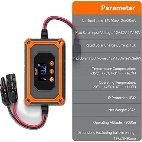 Contrôleur de Charge Solaire, Technologie MPPT, Design Compact, Contrôleur MPPT 15A (1/2)
