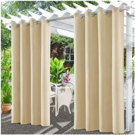Rideaux D'extérieur, Rideau pour Pergola Imperméable, Rideau Exterieur pour Terrasse Rideau Pare-Soleil pour Balcon, Terrasse, Porche, Pergola, Belvédère(132x213cm, Beige) (1/5)